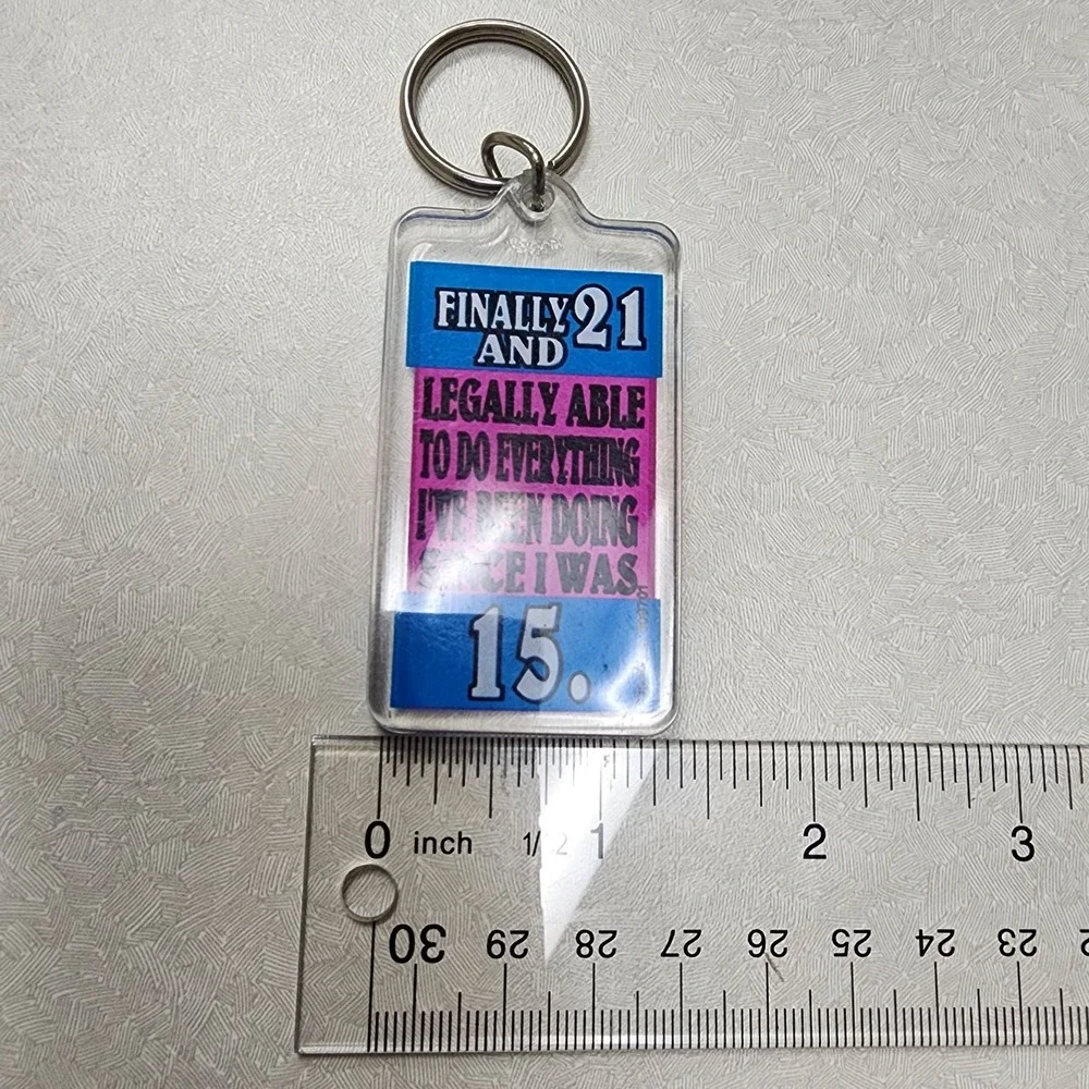 Vintage Keychain Lot Of 2 Novelty Spencer's Keychains 90's 21 Legal Bottle Opene